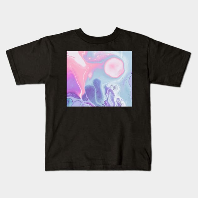 Pink and Blue Marble Kids T-Shirt by timegraf